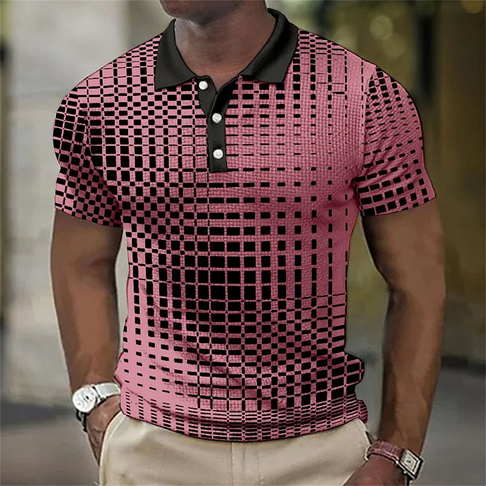 Retro Polo Shirt for Men - 3D Spotted Casual Streetwear, Short Sleeved, Loose Fit, High-Quality Sportswear - 3KDyn
